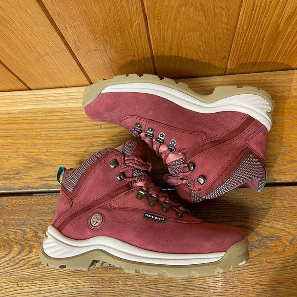 TIMBERLAND WOMEN'S WHITE LEDGE WATERPROOF MID HIKER DARK RED FULL GRAIN A5P2B - Picture 6 of 11
